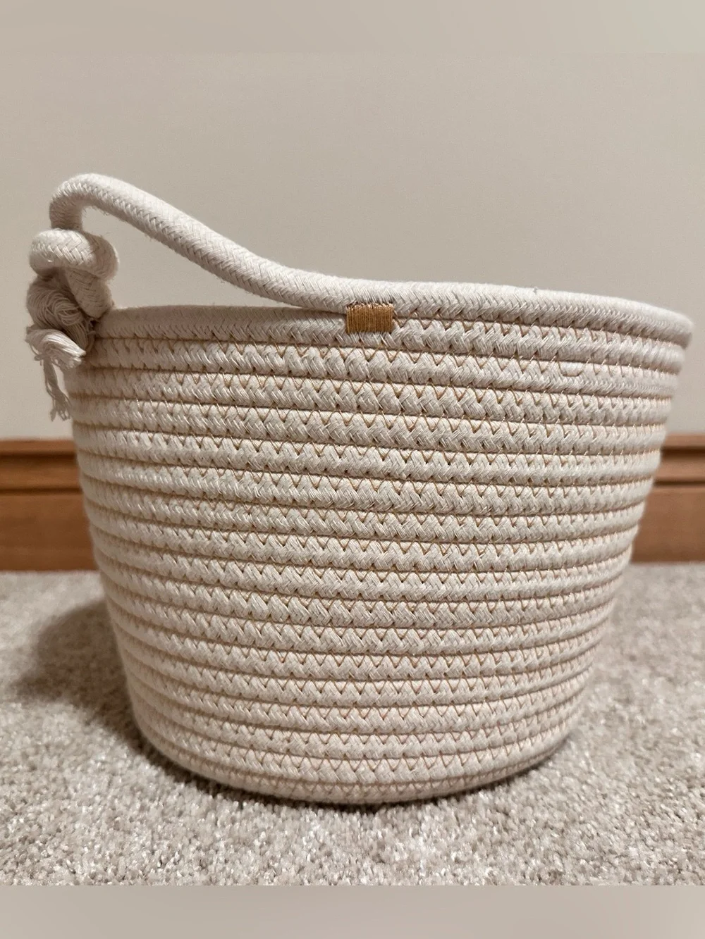 Cream Woven Rope Storage Basket - Versatile Home Accent